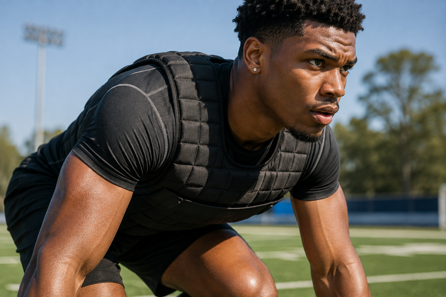 Focused Athlete in Weighted Training Vest