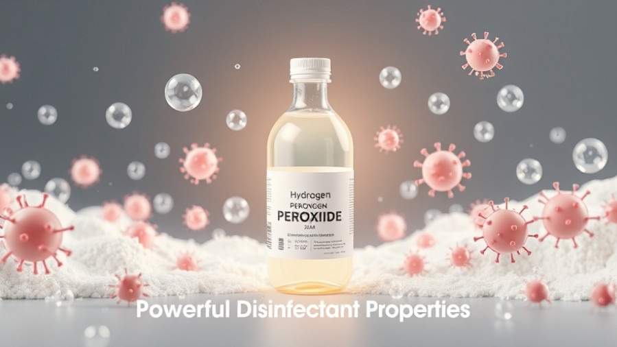 hydrogen peroxide bottle with germs, showcasing powerful disinfectant properties.