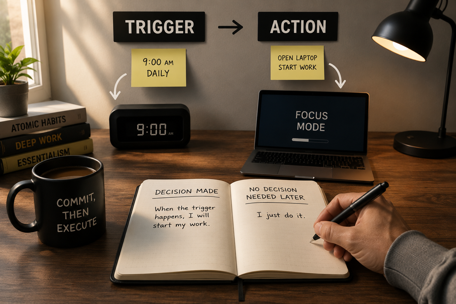 Morning ritual and productivity setup