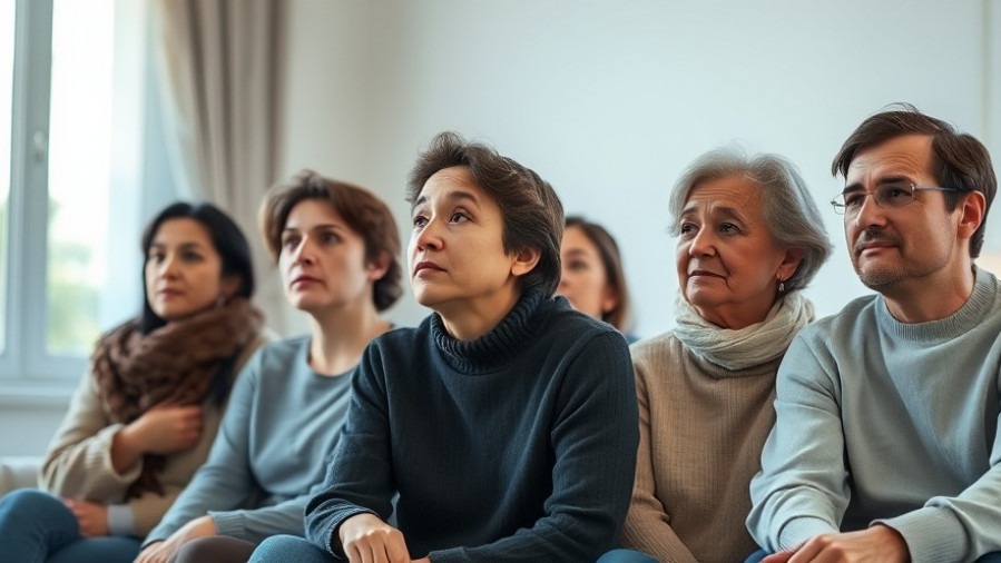 Diverse family sharing thoughtful emotions, highlighting cognitive processing and emotional support.