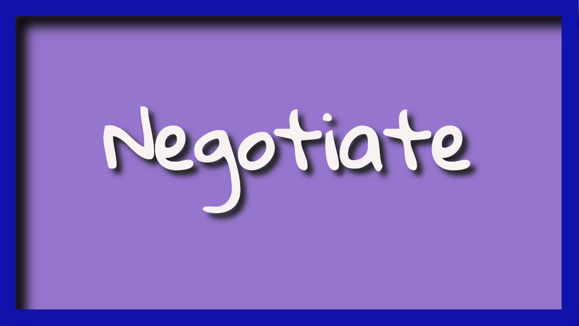 the word negotiate in a purple box