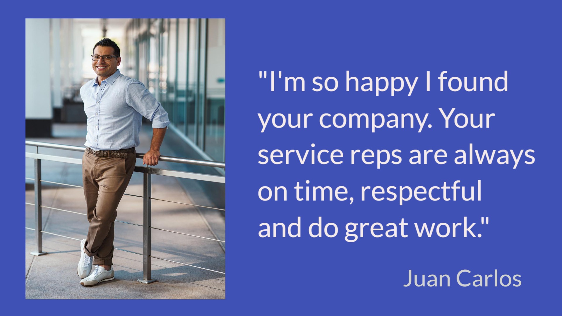 Customer picture and testimonial