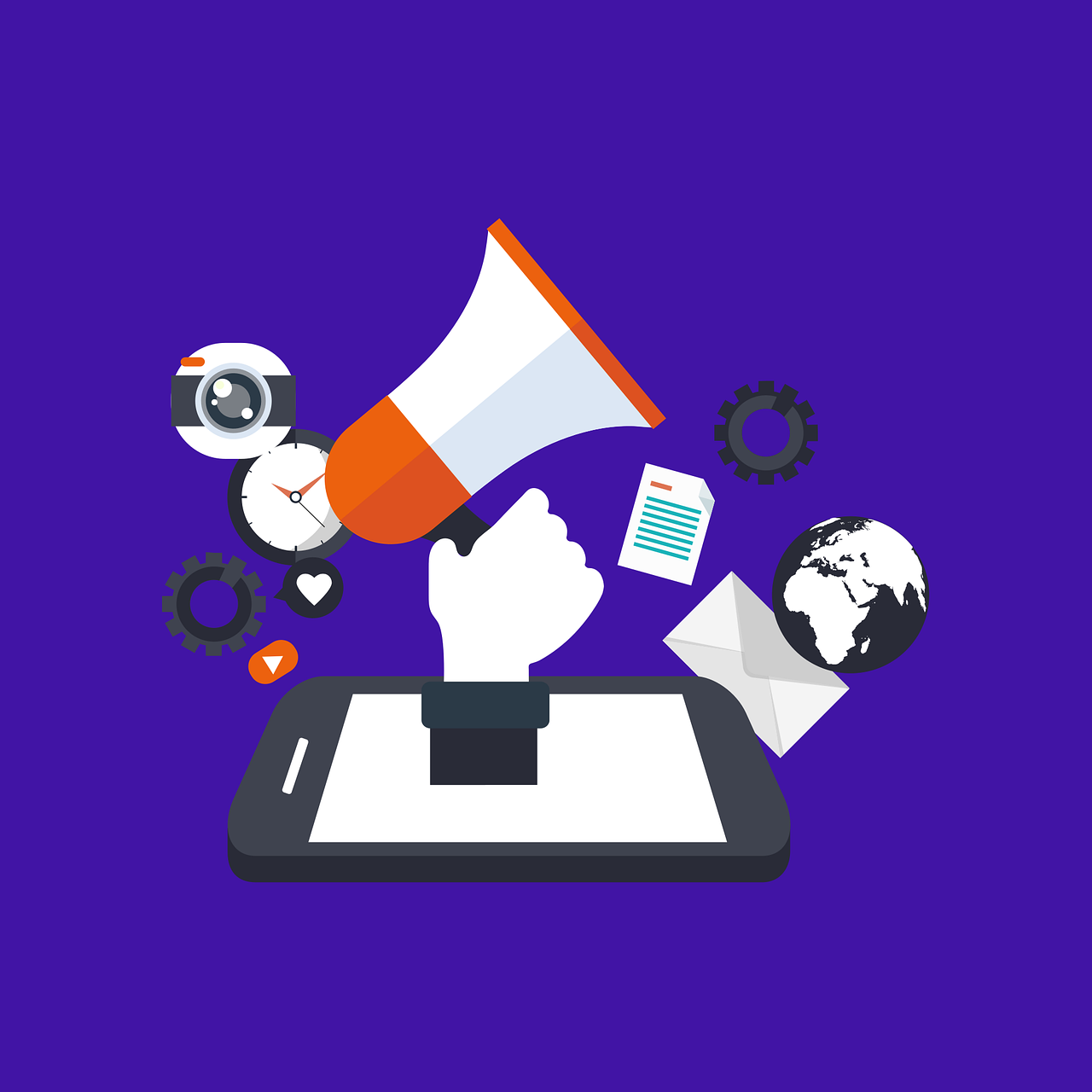 hand holding megaphone for brand awareness