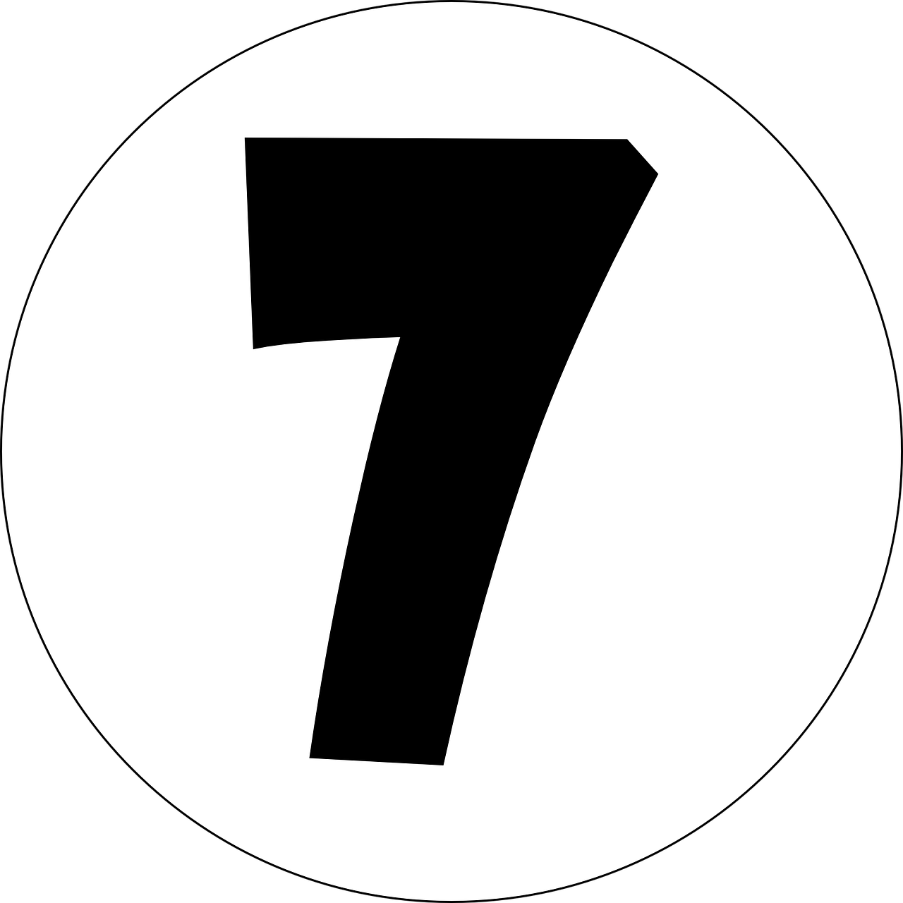 number seven in black