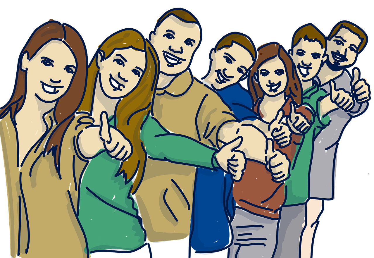7 people icons giving thumbs up