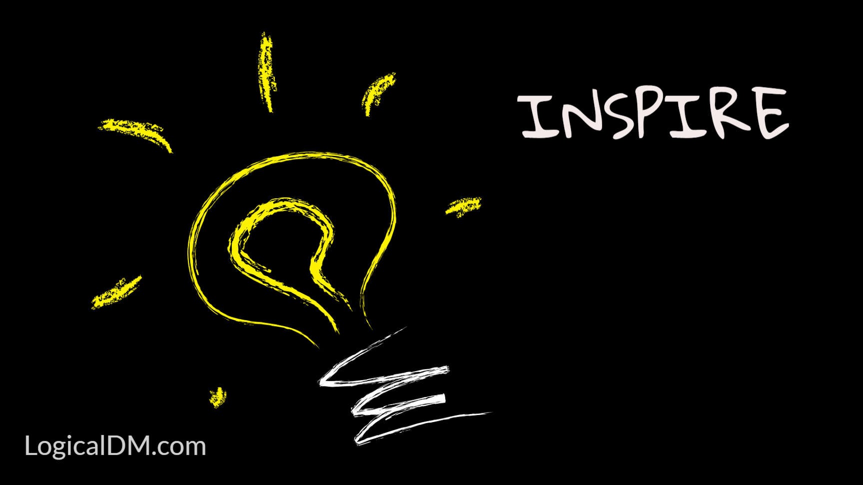 Drawn lightbulb and the word Inspire