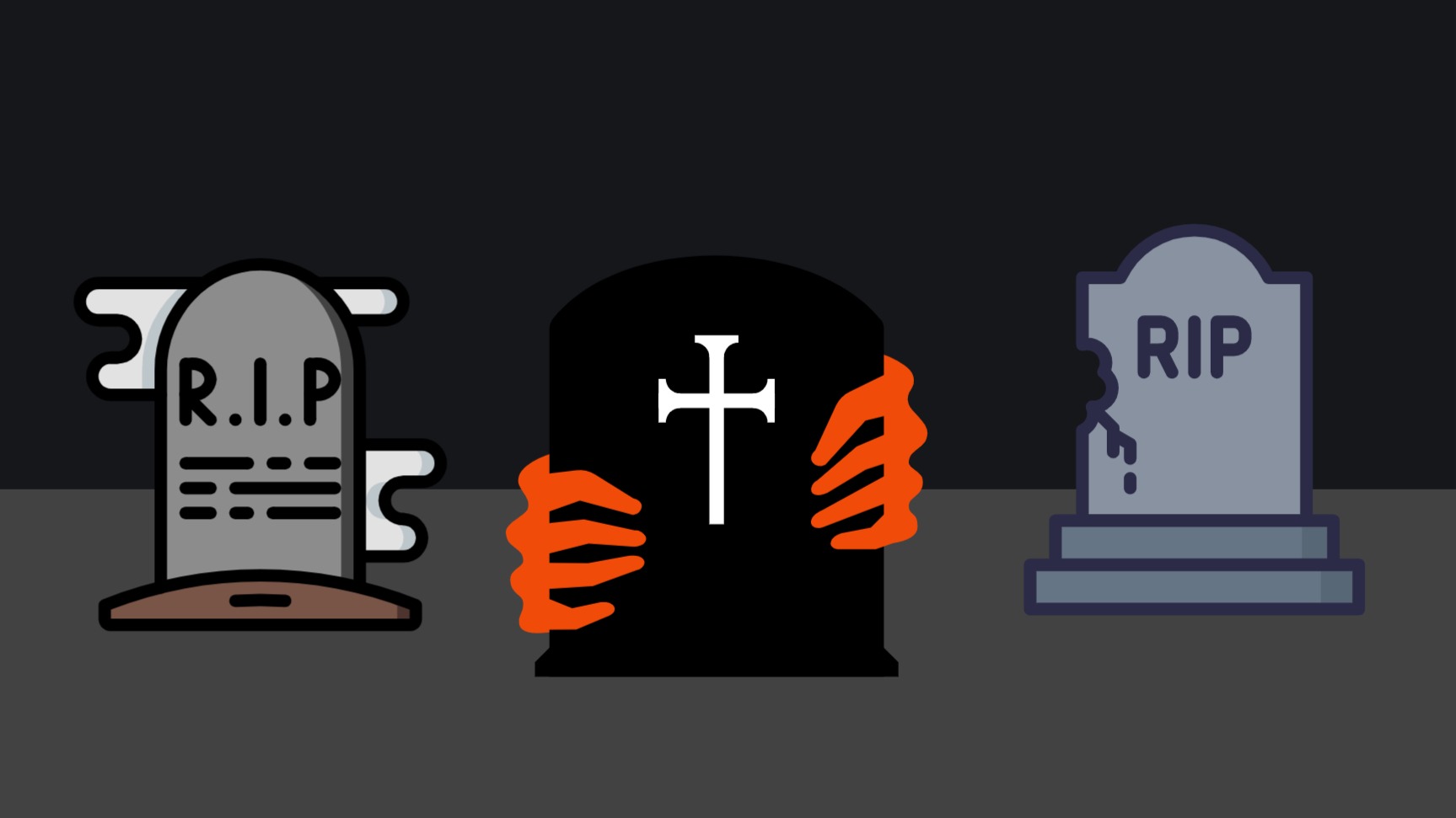 three gravestone icons