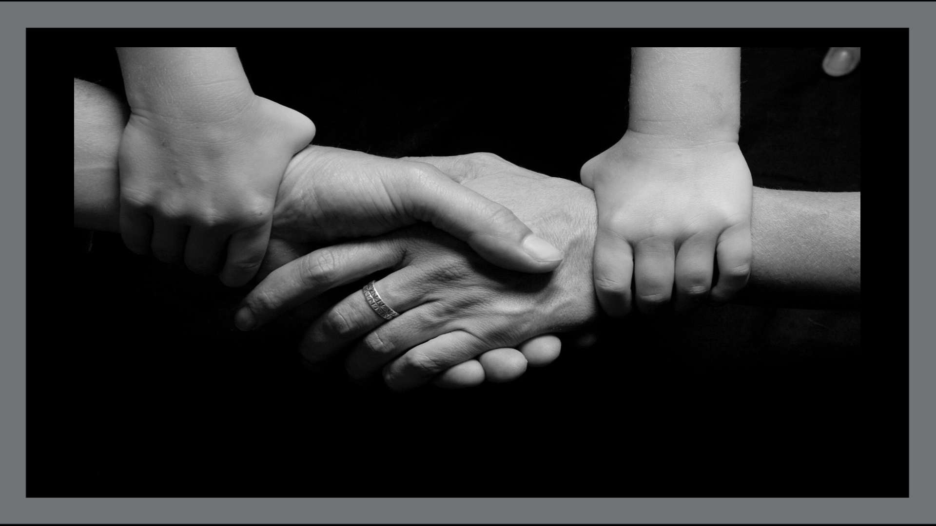 Hands connected or linked together