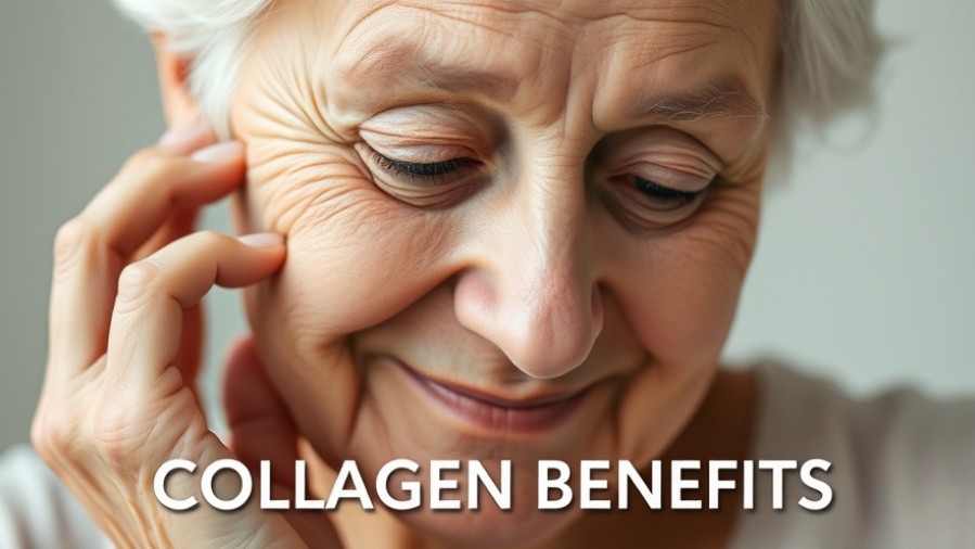 Older adult contemplating collagen benefits for skin health in warm tones.