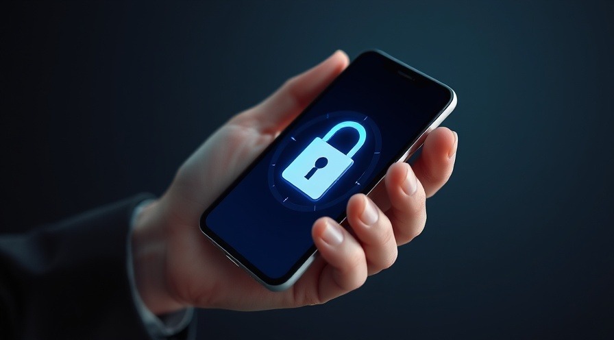 Securely locked mobile device held in hand, showcasing phone security.