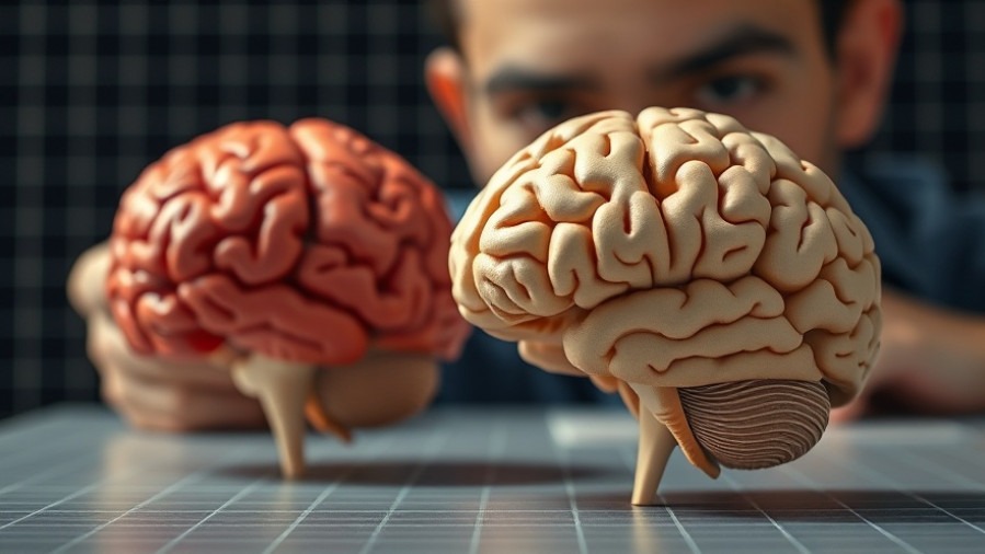 Close-up of human brain models highlighting social interaction for emotional wellbeing.