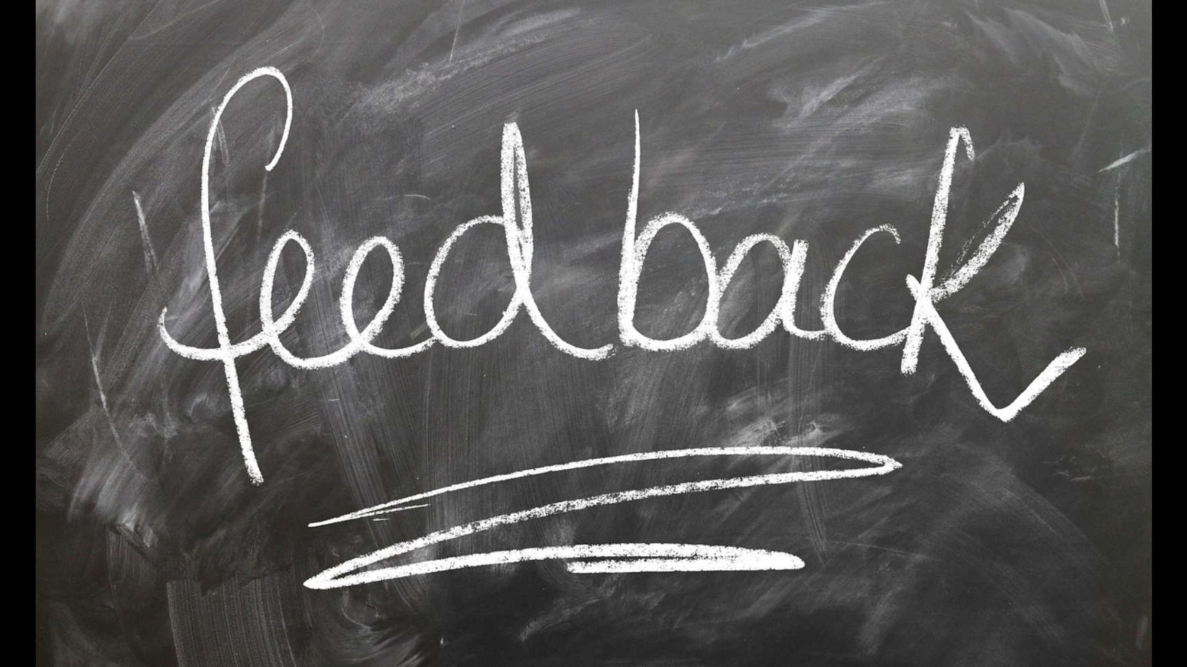 feedback written on chalkboard