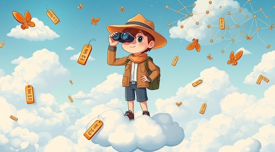 Whimsical digital art of a tech professional as a cloud bargain hunter with AWS icons.