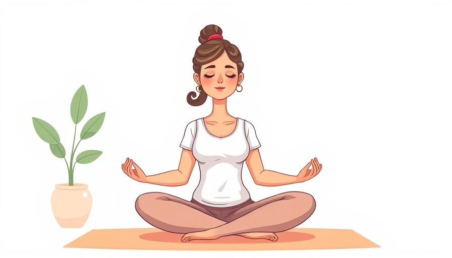 Illustration of a woman practicing pranayama on a white background.