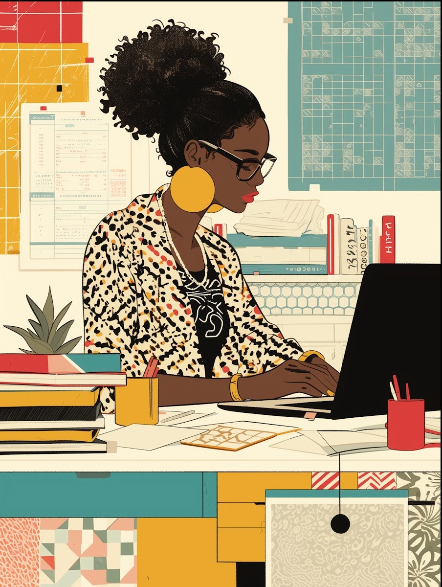 woman working at desk
