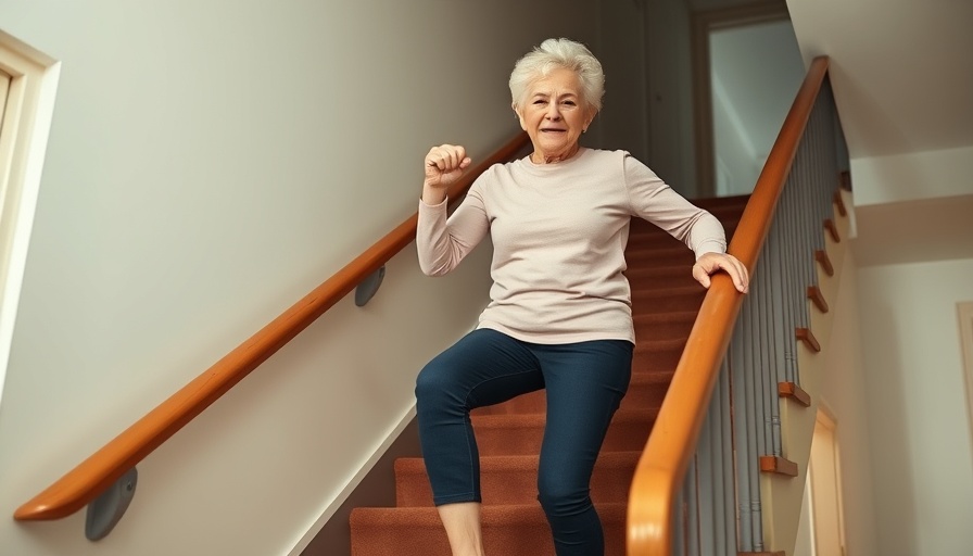 Seniors practicing stair exercises for strength at home.