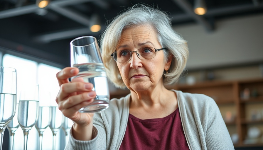 Skeptical woman with glass of water, science-based hydration habits.