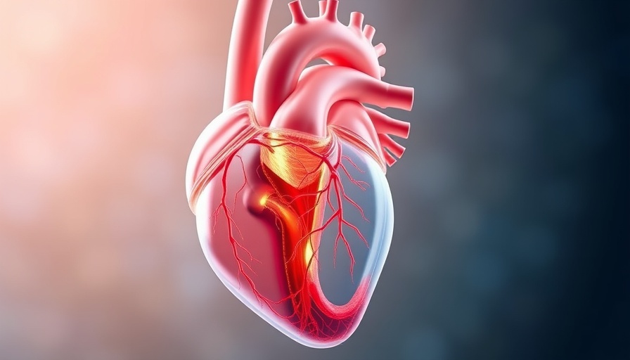 3D heart model showing left-sided heart failure in a medical illustration.