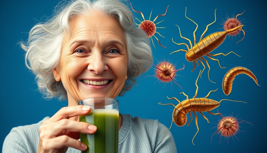 Older woman with green juice, promoting holistic remedies for parasites.