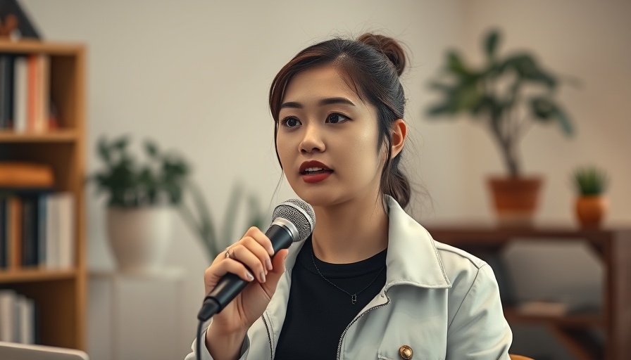 Woman speaking about dynamic hormones and fertility on a podcast.