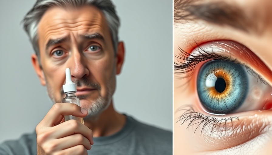 Holistic solutions for eye health depicted with eye drops and eye comparison.