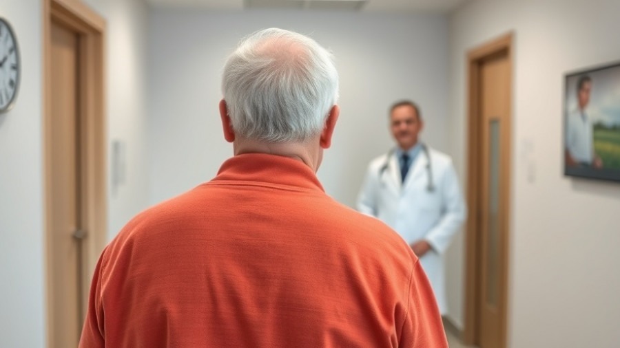 man seeking Men's Health Tips in a doctor's exam room.