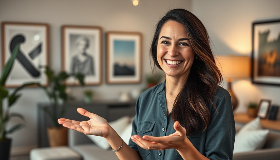 Smiling woman explaining in a modern home office, best position for getting pregnant concept.
