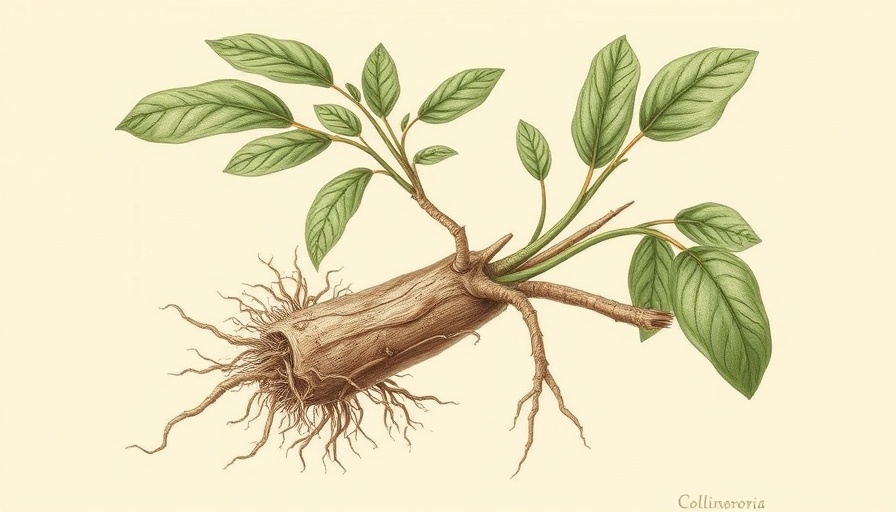 Colinsonia Root botanical illustration, powerful digestive support.