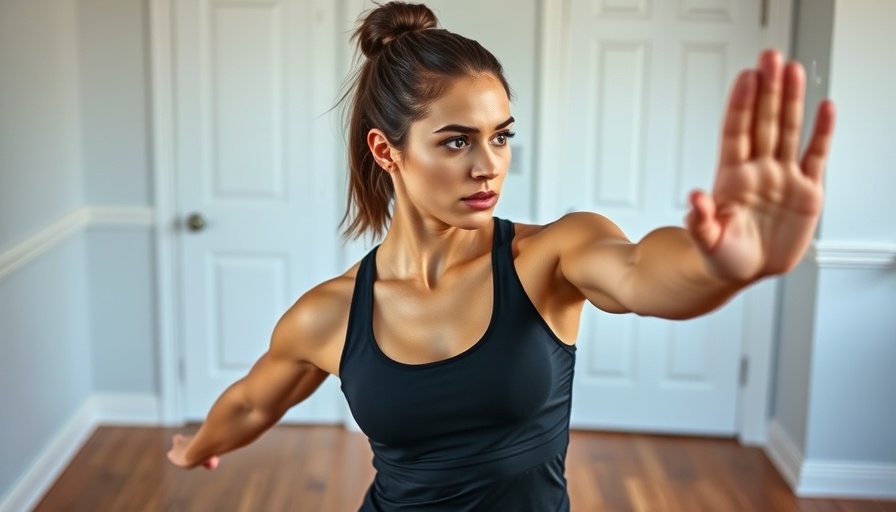 Exercise to improve balance when walking: Woman practicing indoors.