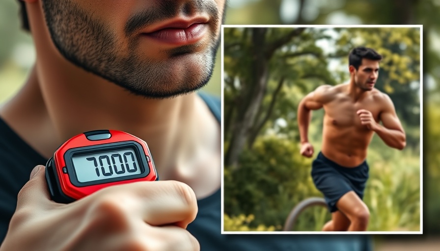 Digital pedometer showing 7000 steps, featuring running man.