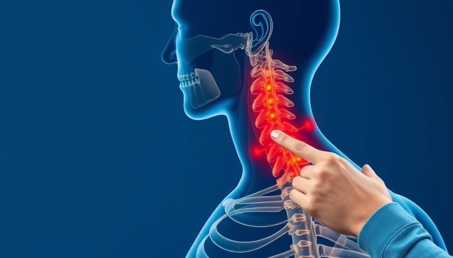 Anatomical diagram of cause of neck pain with highlighted areas