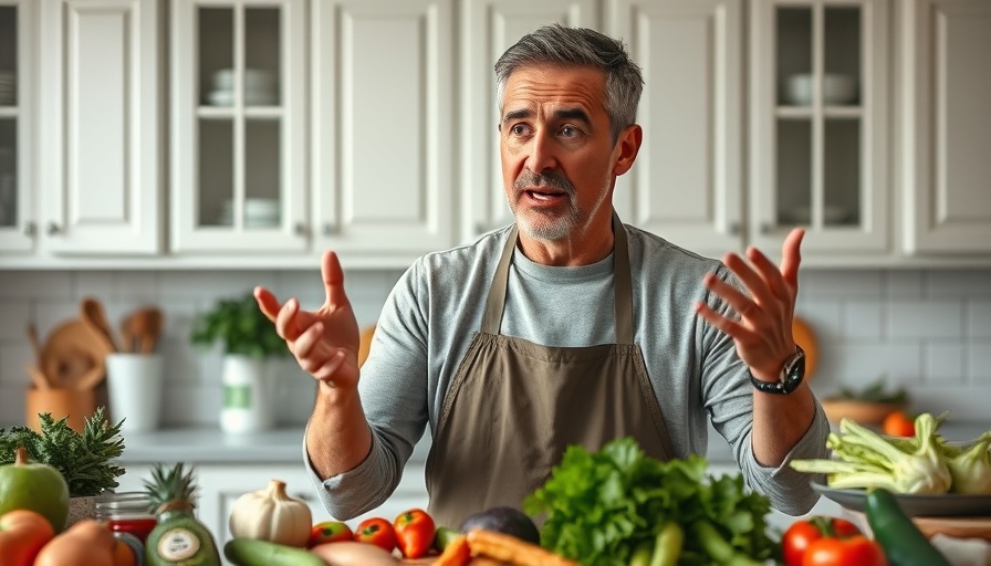 Meal prep for heart surgeons' family with fresh ingredients in kitchen.