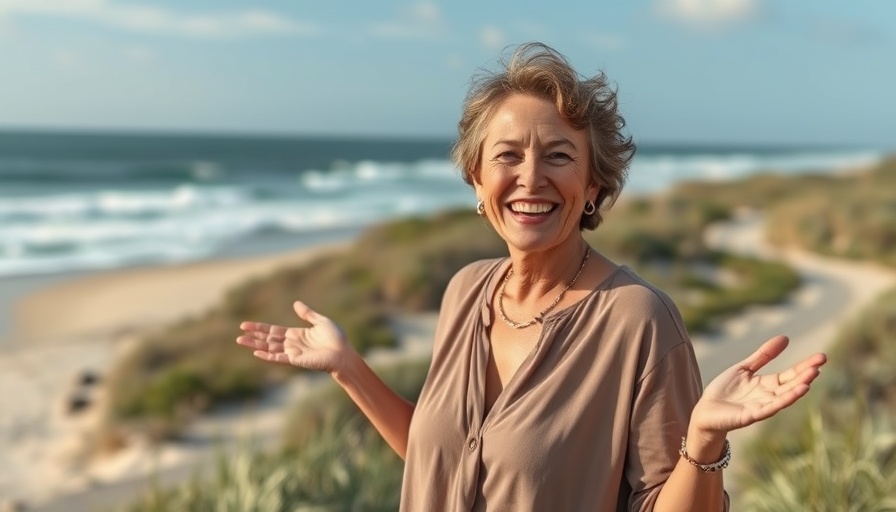 Moving to Wilmington NC in Midlife beach scene with smiling woman.