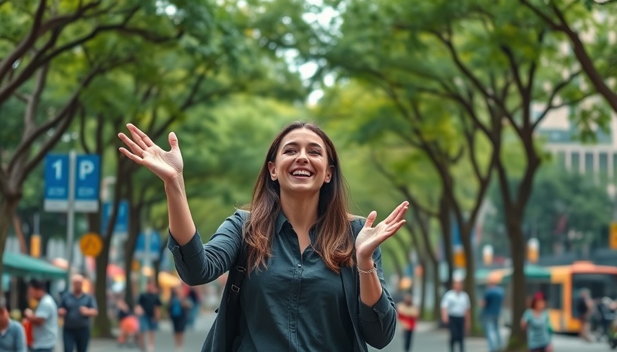 Woman enjoying Downtown Parks in Greensboro with vibrant greenery.