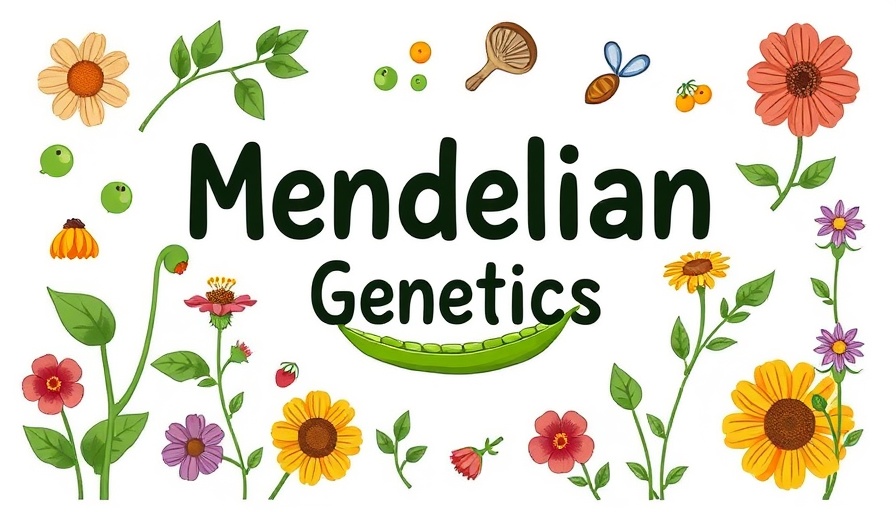 Educational graphic about Mendelian genetics with illustrations of pea plants.