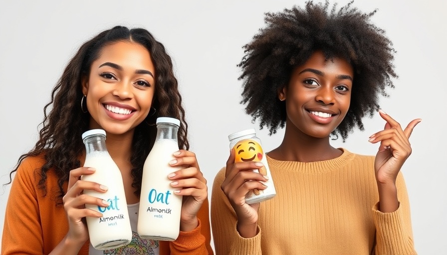 Oat Milk vs Almond Milk comparison with two women.