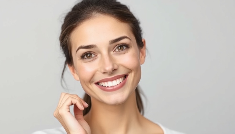 Woman illustrating collagen skin benefits with facial diagram.