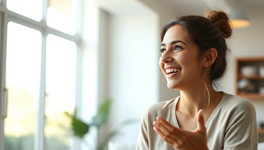 Bright light affects health as woman discusses indoors.