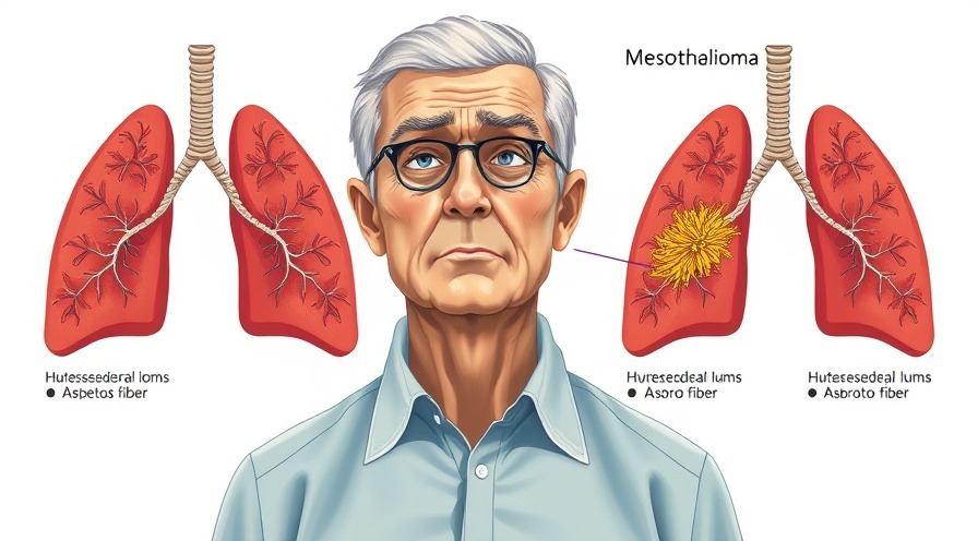 Detailed medical illustration of asbestos cancer risks and mesothelioma symptoms.