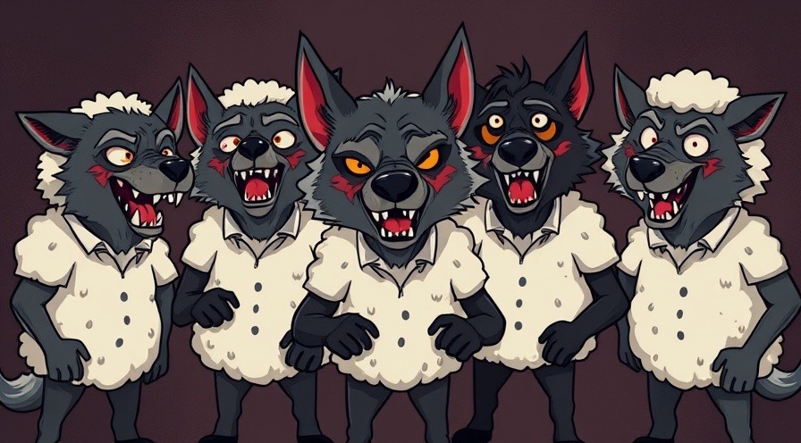 wolves in sheep's clothing, playful and colorful villains illustration.