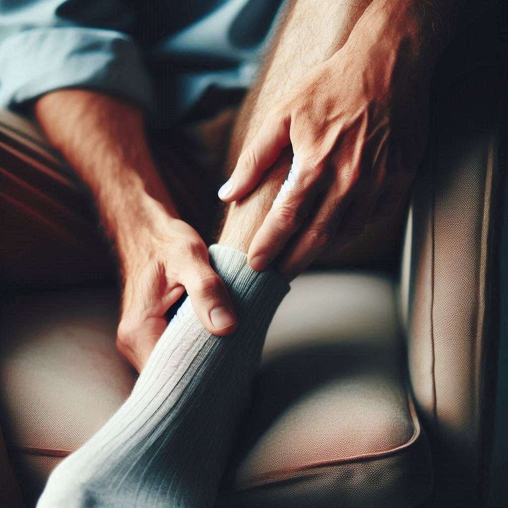 man demonstrating ankle exercises for arthritis relief.