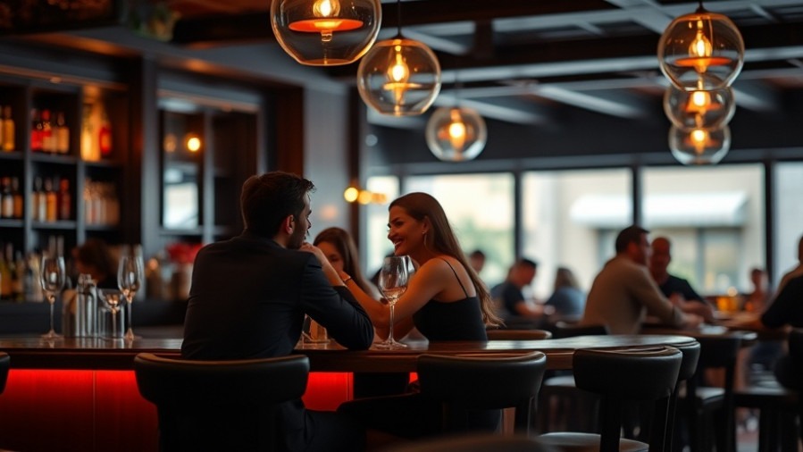 Intimate bar seating with couples in a relaxed upscale environment.