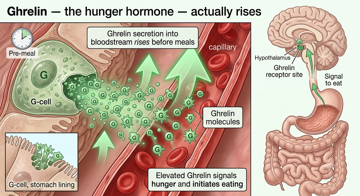 Ghrelin — the hunger hormone — actually rises