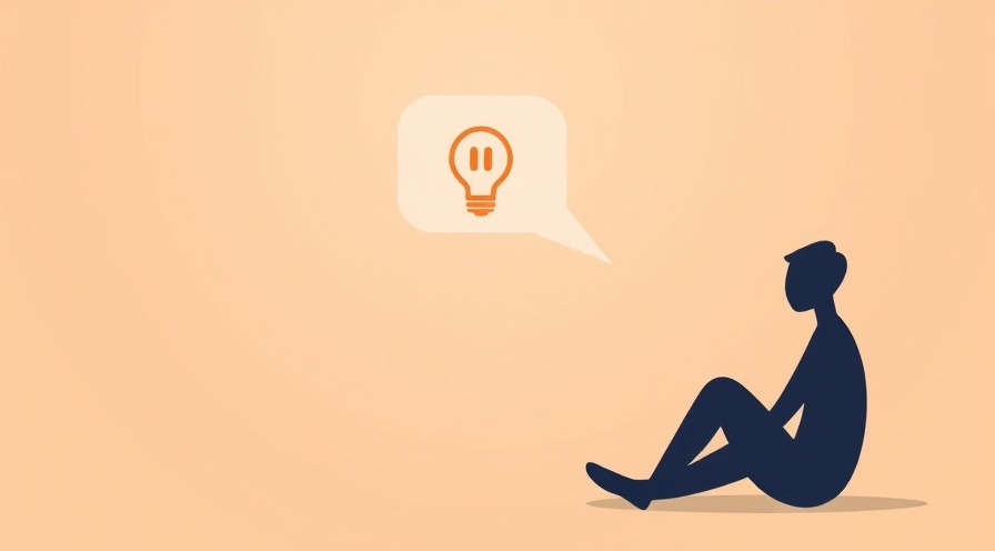 Flat design illustration of a lightbulb speech bubble above a relaxed silhouette figure.