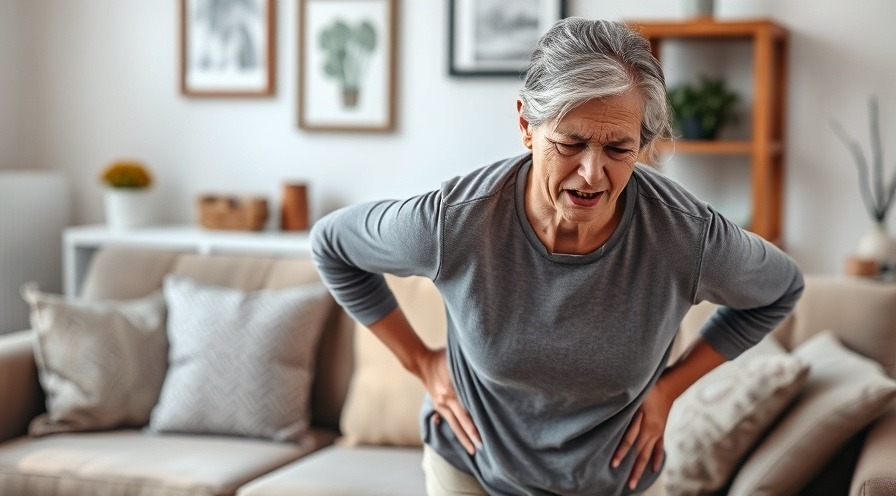 Middle-aged woman shows pain from hip discomfort, exploring arthritis exercises.