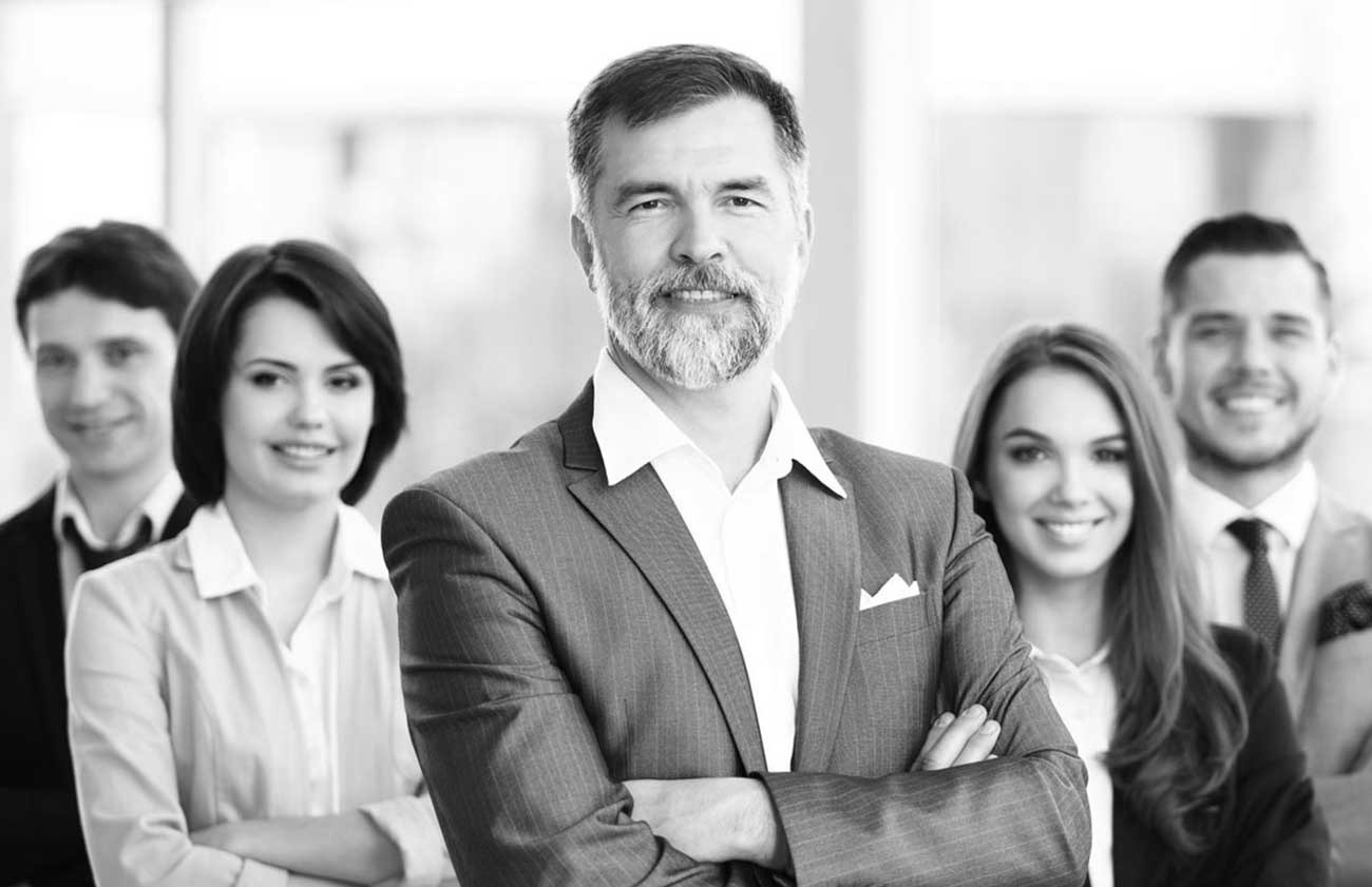 5 business people smiling