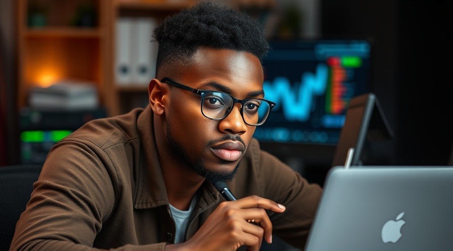 Pensive male contemplating his IT career path.