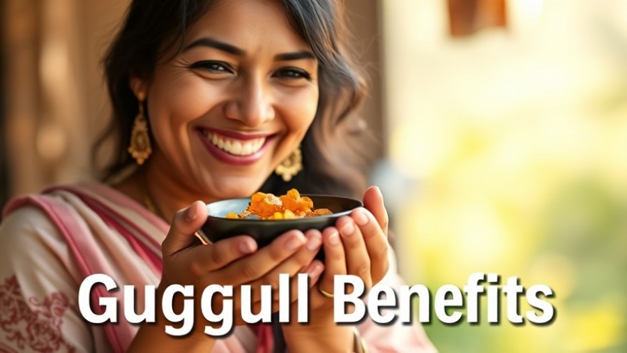 Joyful South Asian woman with guggul resin bowl, showcasing guggul health benefits.