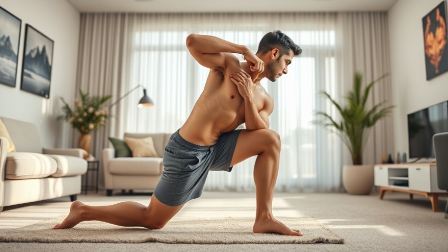 Fit male enhancing spine health with dynamic back exercises indoors.