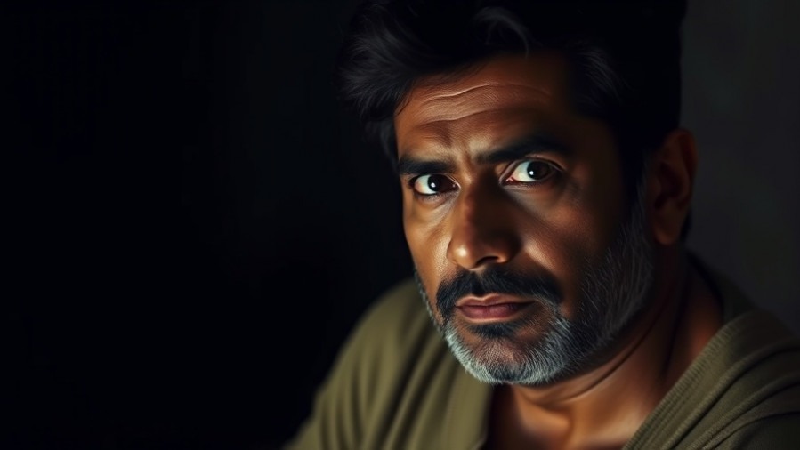 Mature Indian man reflects on natural remedies for erectile dysfunction in a calm, cinematic setting.